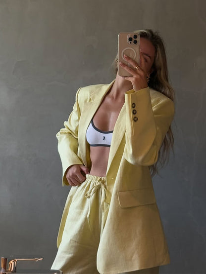 Chic Designer Blazer and Shorts Set for Women