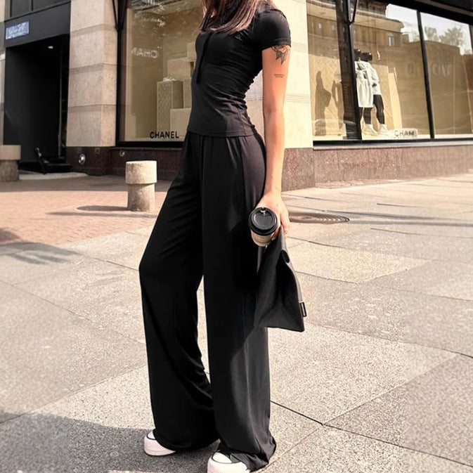 Chic and Style long sleeve crop top and long pants set for women