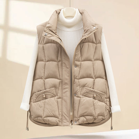 Dames gilet matelassé avec poches pratiques et col haut Chic und Stil