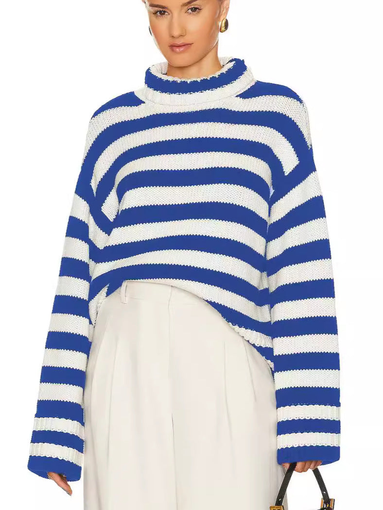 Pullover court pour femmes avec larges rayures Chic und Stil