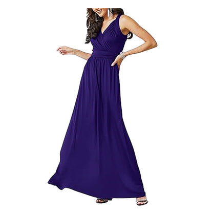Robe maxi pour dames avec un élégant décolleté en V et une coupe fluide Chic und Stil
