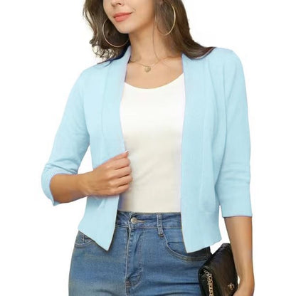 Dames cardigan décontracté avec devant ouvert et manches 3/4 Chic und Stil