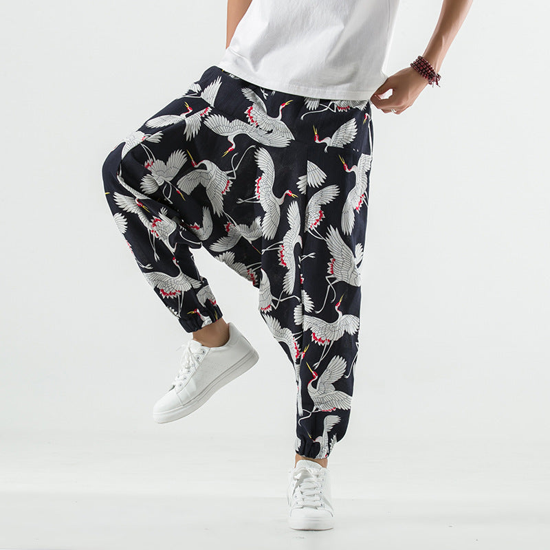 Casual Harem Pants for Men with Modern Print and Elastic Waist Chic and Style