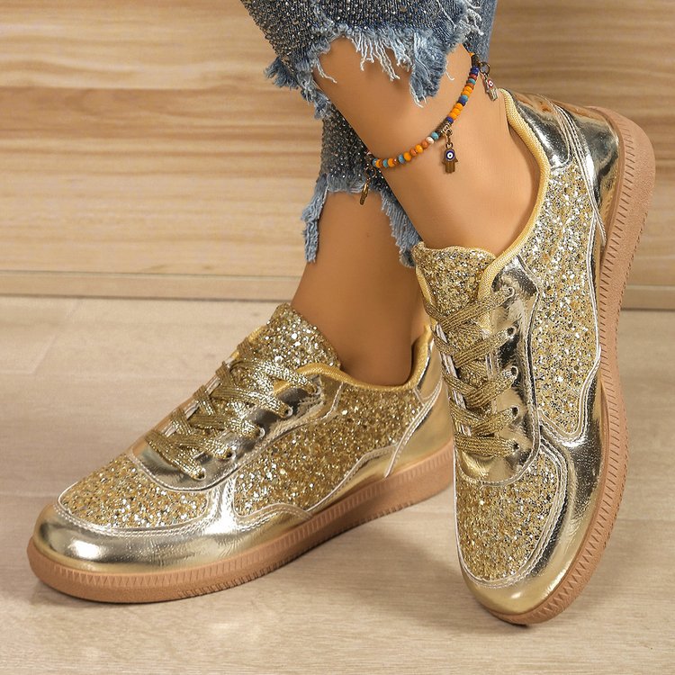 Baskets scintillantes pour dames avec une tige à la mode et une semelle confortable Chic und Stil