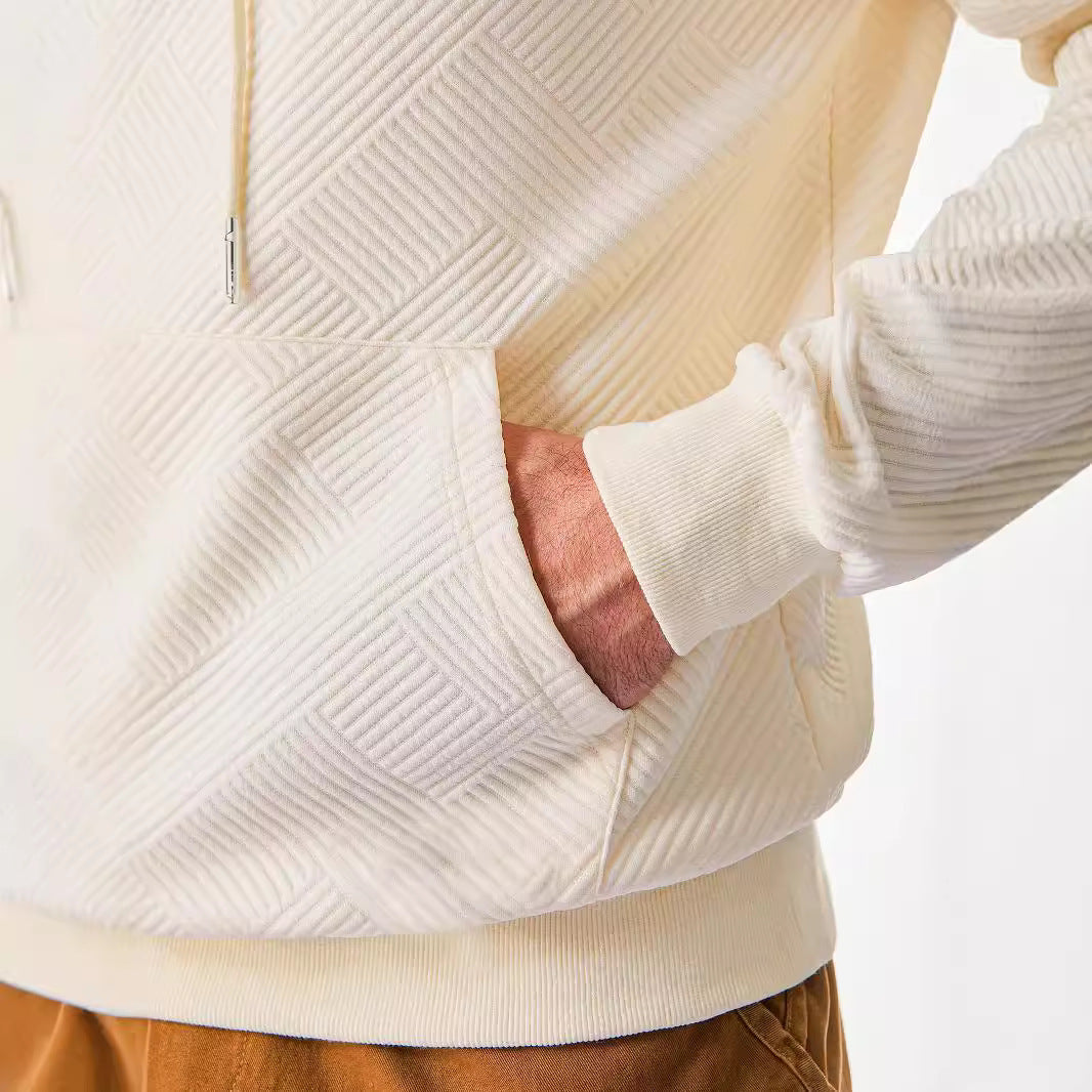 Pull à capuche pour hommes avec design texturé et poche kangourou pratique Chic und Stil