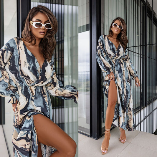 Robe maxi femme avec impression artistique moderne Chic und Stil