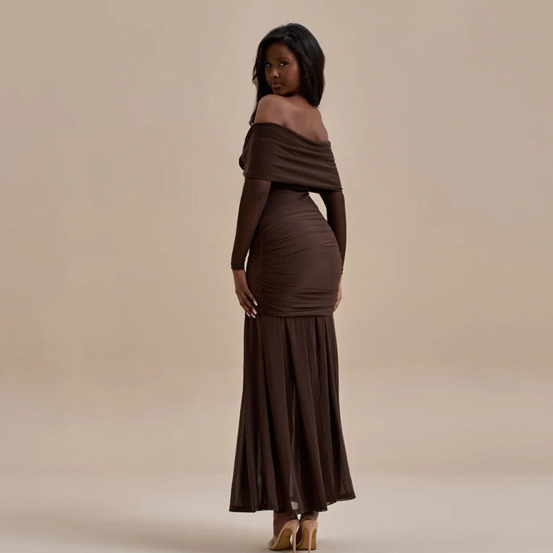 Robe maxi élégante à volants pour femmes avec design décolleté dégagé Chic und Stil