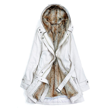 Ladies Outerwear Parka with adjustable drawstring and removable hood Chic and Style