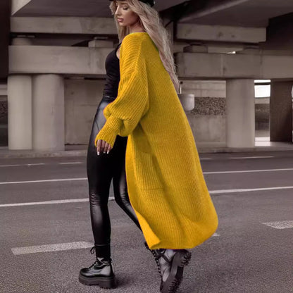 Dames Gros tricot Gilet avec design côtelé et grandes poches Chic und Stil