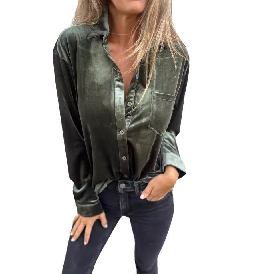 Blouse en velours élégante et confortable pour femmes Chic und Stil