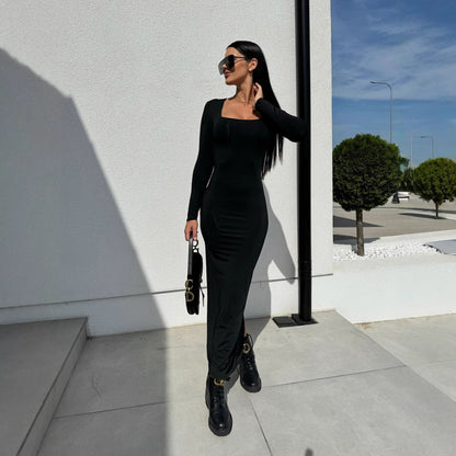 Robe maxi élégante à manches longues pour dames avec coupe ajustée Chic und Stil