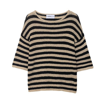 Pull en tricot décontracté pour femmes avec de larges rayures et un matériau doux Chic und Stil