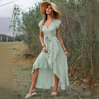 Robe maxi portefeuille pour femmes avec des manches fluides Chic und Stil
