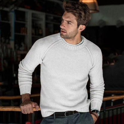 Pull-over rond col ras du cou pour hommes en tricot fin Chic und Stil