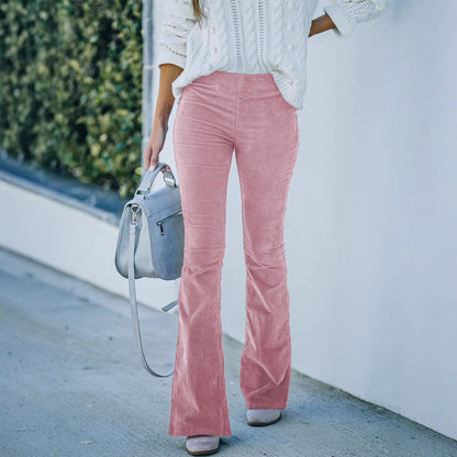 Corduroy flared pants for women with high waist and soft material Chic and Style