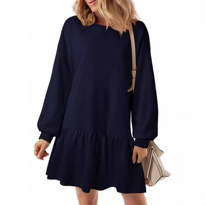 Robe de sweat décontractée pour femmes avec décolleté en V et ourlet à volants Chic und Stil