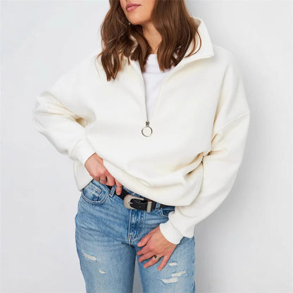 Pull en tricot décontracté pour femme avec col fendu et fermeture éclair Chic und Stil