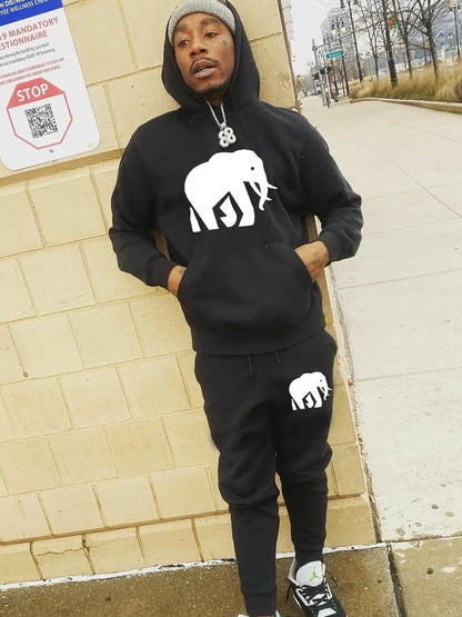 Hoodie and jogger pants set for ladies with a catchy elephant pattern Chic and Style