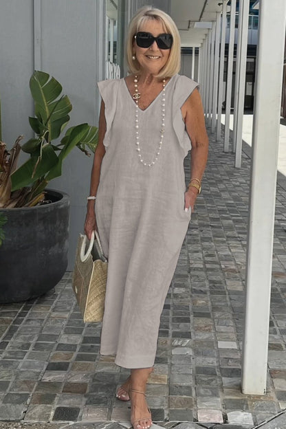 Robe maxi pour femme avec décolleté en V et manches raglan Chic und Stil