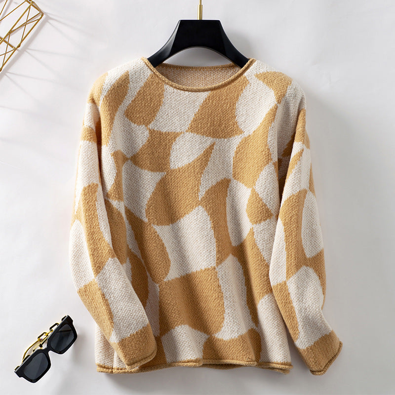 Pull over en tricot pour femmes avec motif moderne et coupe décontractée Chic und Stil