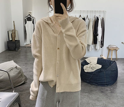 Dames cardigan tricot décontracté avec décolleté en V deep et grands détails de bouton Chic und Stil