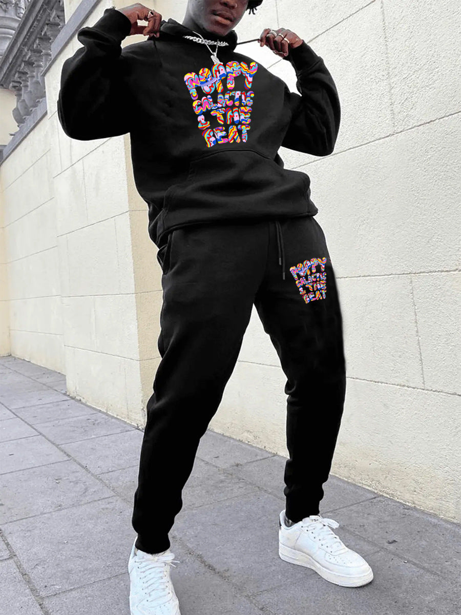 Hoodie and jogger pants set for ladies with modern graphic design Chic and Style