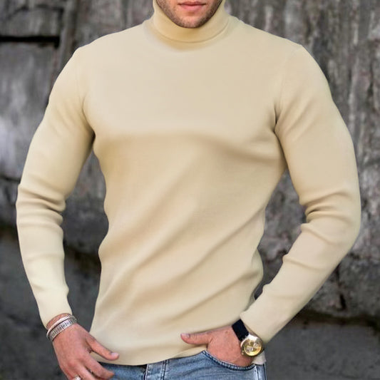 Hommes Haut de gamme Haut à col roulé en matériau élastique Chic und Stil