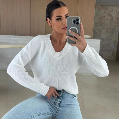 Pull en tricot pour femmes avec décolleté en V plongeant et coupe décontractée Chic und Stil