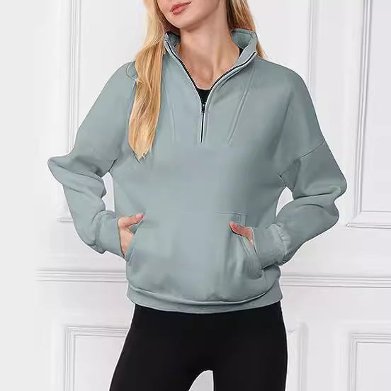 Dame sweatshirt sport avec demi-fermeture éclair et poches pratiques Chic und Stil