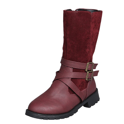 Bottes élégantes pour dames avec un design de bandage croisé à la mode et une semelle robuste Chic und Stil