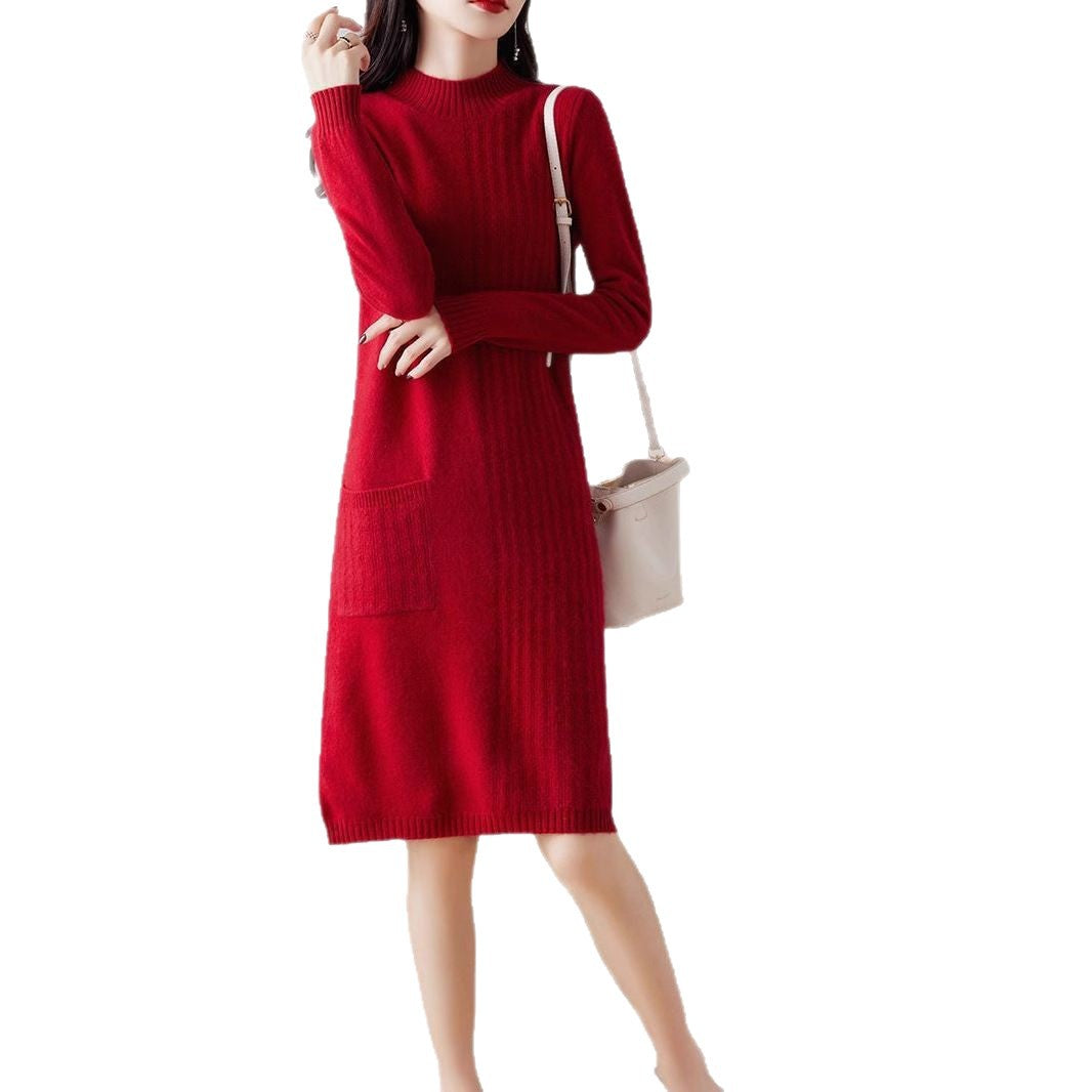 Robe tricot confortable pour femmes avec décolleté en V et coupe décontractée Chic und Stil