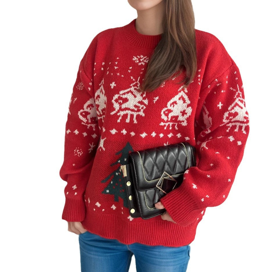 Pull en tricot de Noël pour femmes avec motifs festifs et coupe décontractée Chic und Stil
