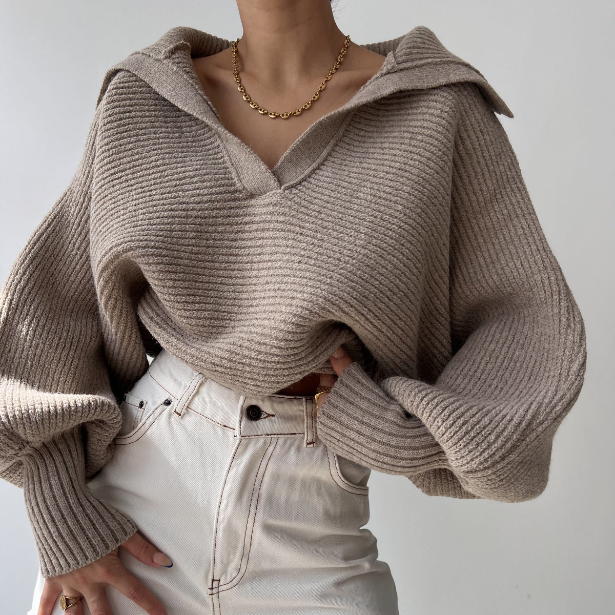 Pull oversized décontracté pour femmes avec des manches structurées Chic und Stil