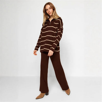 Pull en tricot décontracté pour femmes avec demi-zipp et coupe large Chic und Stil