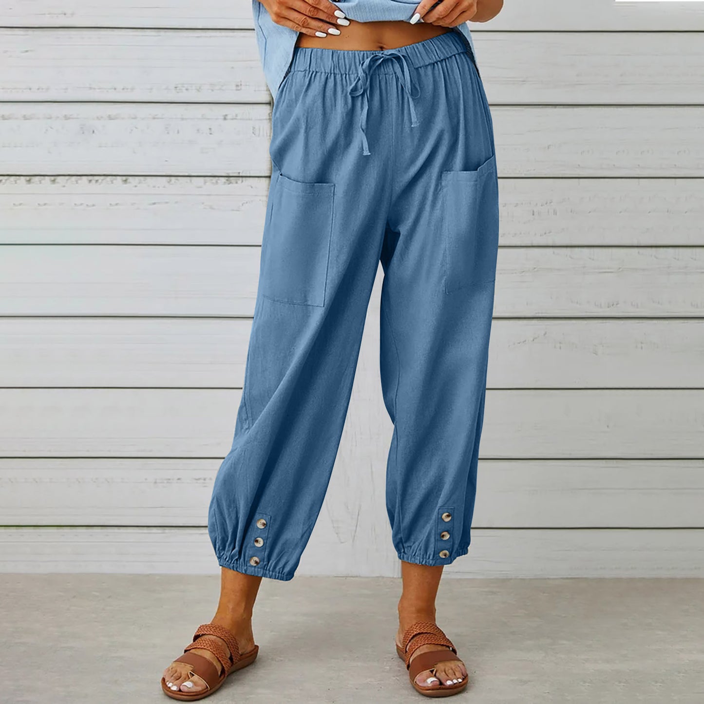 Casual pants for women with practical pockets and elastic edges Chic and Style
