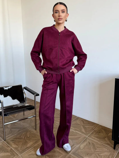 Women's sports set with short jacket and stylish pants Chic and Style