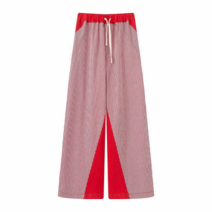 Damen weite Hose mit elastischem Bund und stilvollem Streifenmuster Chic und Stil