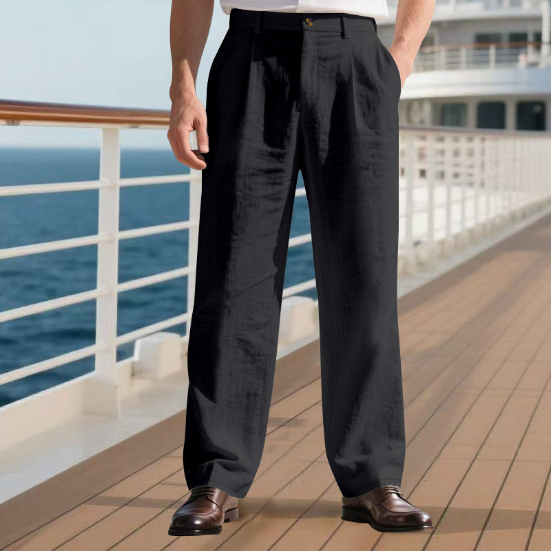 Elegant leisure pants for men with a high waist and practical pockets Chic and Style