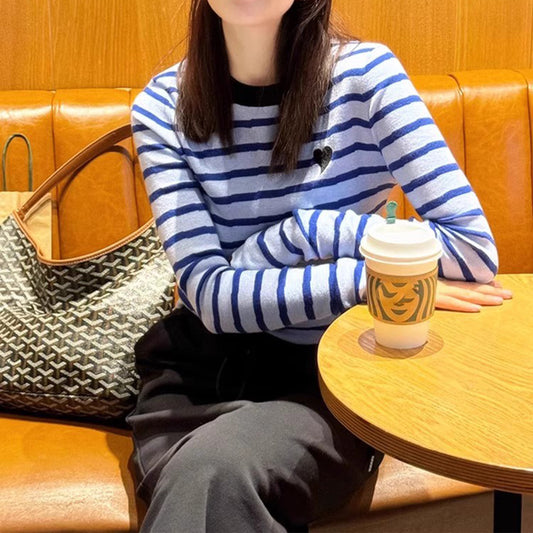 T-shirt à manches longues rayé pour femmes Chic und Stil