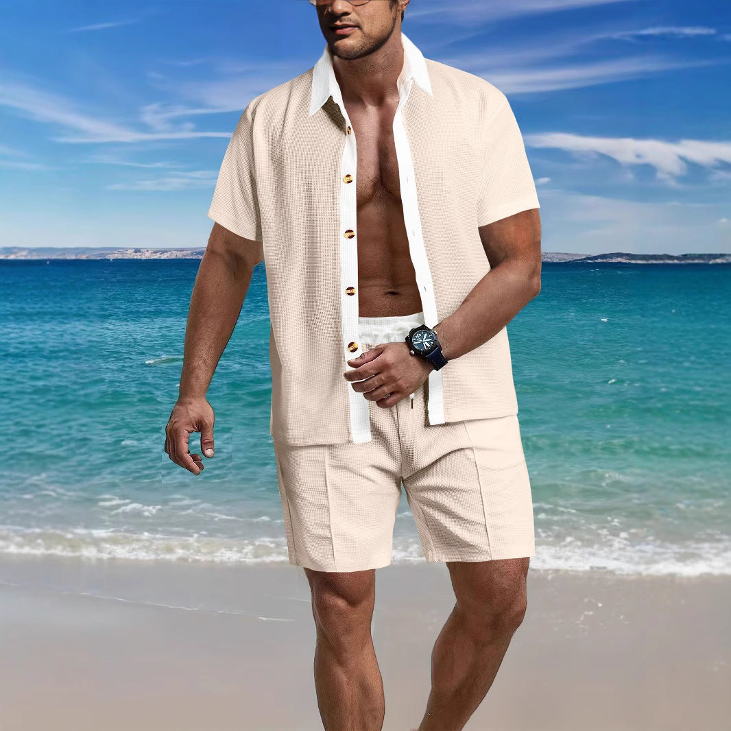 Homme ensemble de chemise à manches courtes décontractée et de shorts au design structuré Chic und Stil
