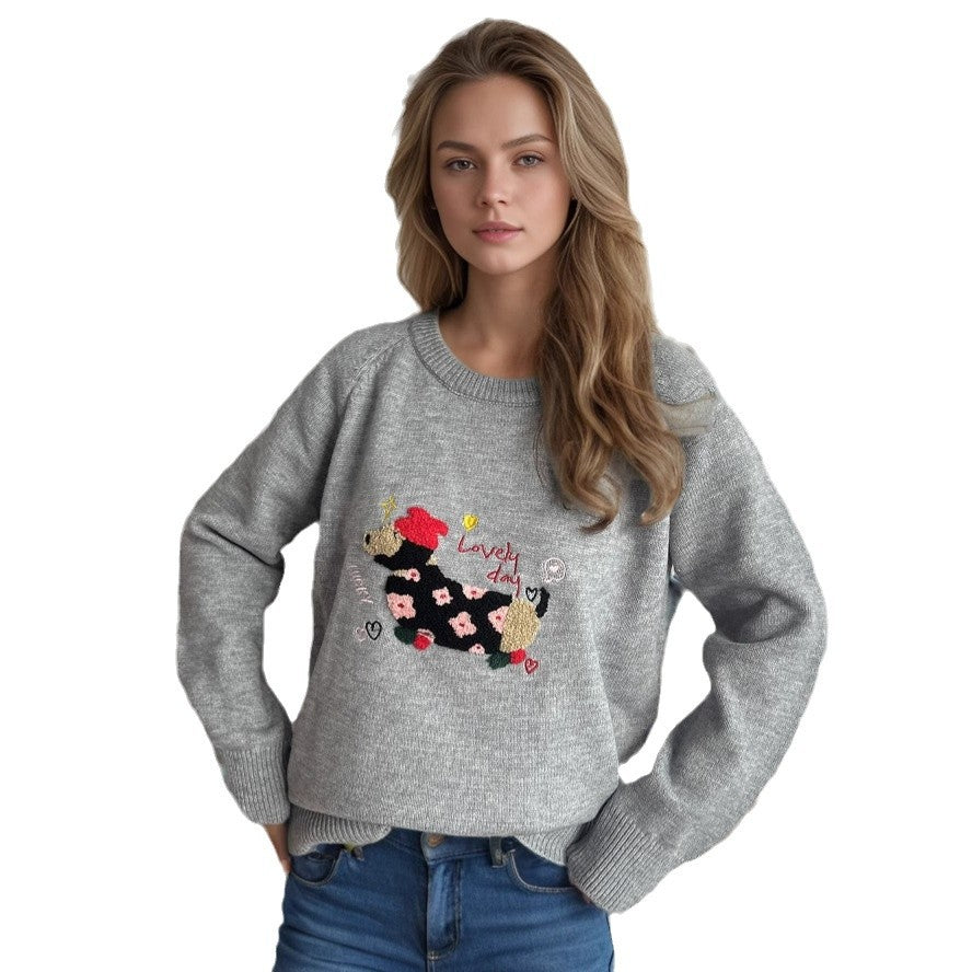 Pull femme avec motif animal et broderies décoratives Chic und Stil