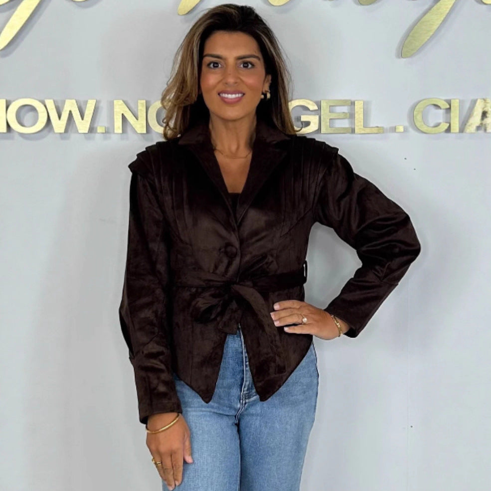 Dames élégant et stylé blazer avec ceinture à la taille Chic und Stil