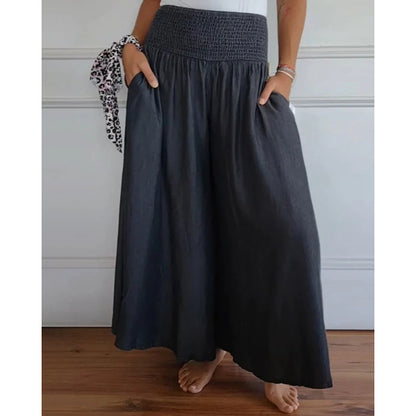 Wide airy pants for women with elastic waist and pockets Chic and Style