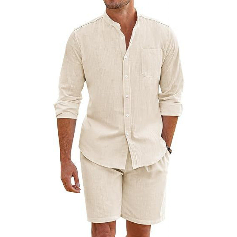 Chemise en lin légère pour hommes avec shorts assortis Chic und Stil
