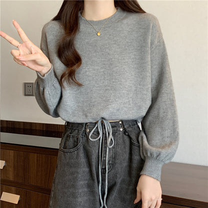 Pull décontracté pour femmes avec cordon de serrage et manches volumineuses Chic und Stil