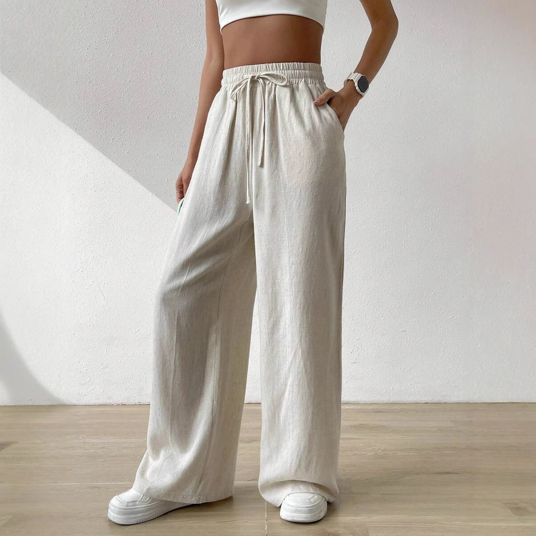 Casual linen pants for women with elastic waist and side pockets Chic and Style