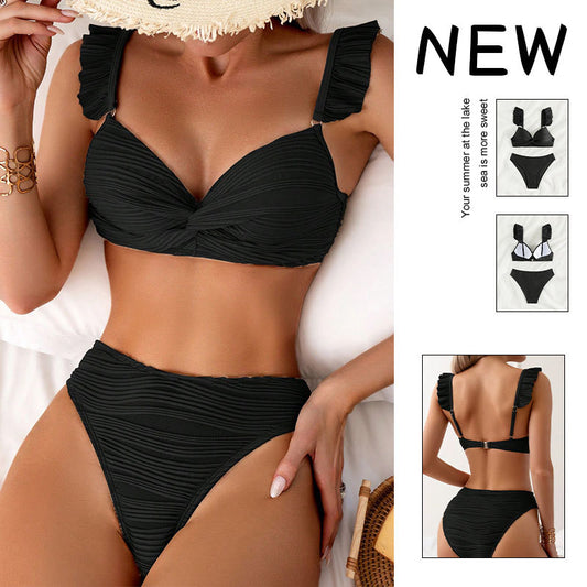 Women high waisted ruched bottom bikini set Chic and Style