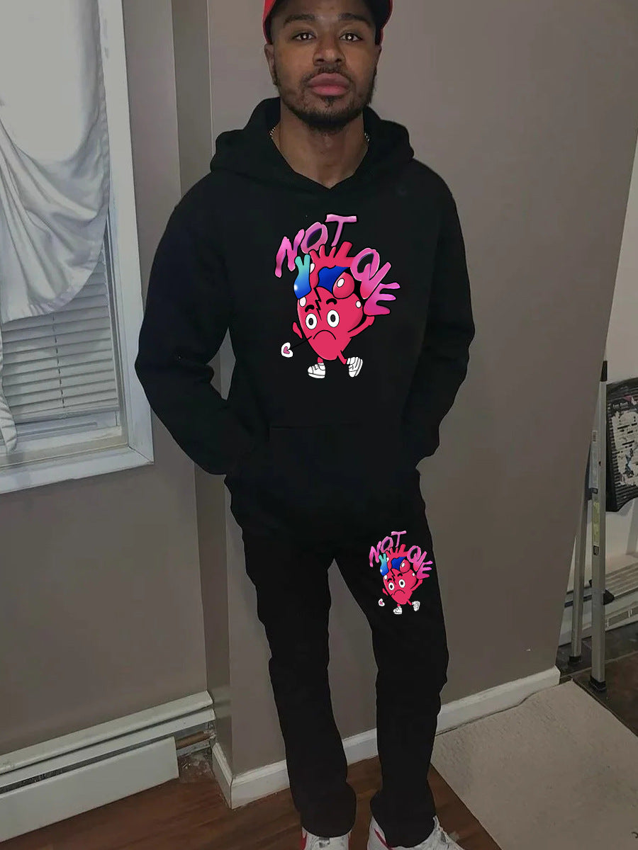 Women's sweatshirt and jogger pants set with creative heart pattern Chic und Stil