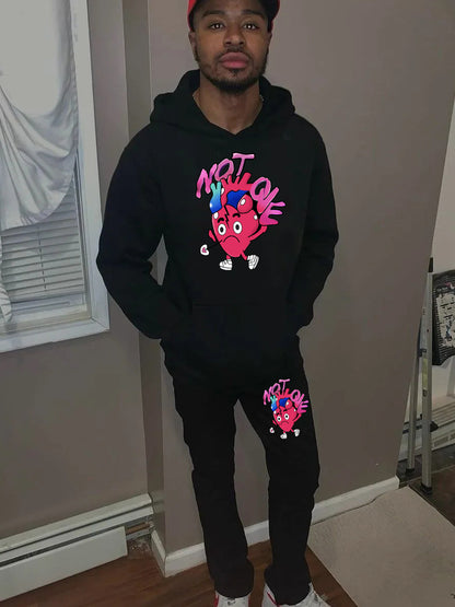 Women's sweatshirt and jogger pants set with creative heart pattern Chic und Stil