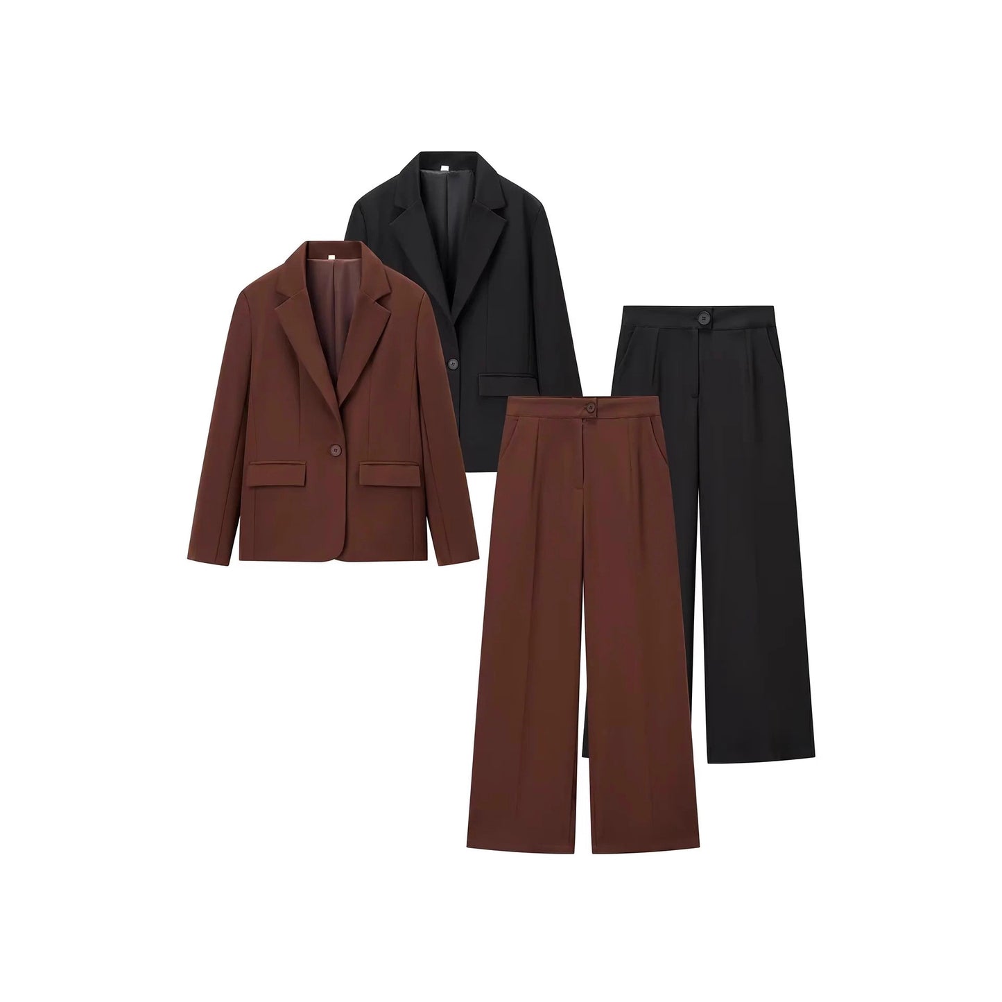 Dames élégant costume ensemble avec blazer cintré et pantalon ample Chic und Stil